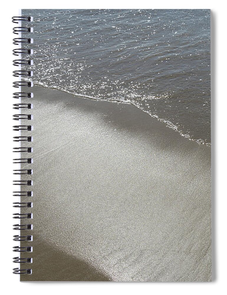 Sandy Beach Spiral Notebook featuring the photograph Wet sand, sea water and reflections of sunlight 2 by Adriana Mueller