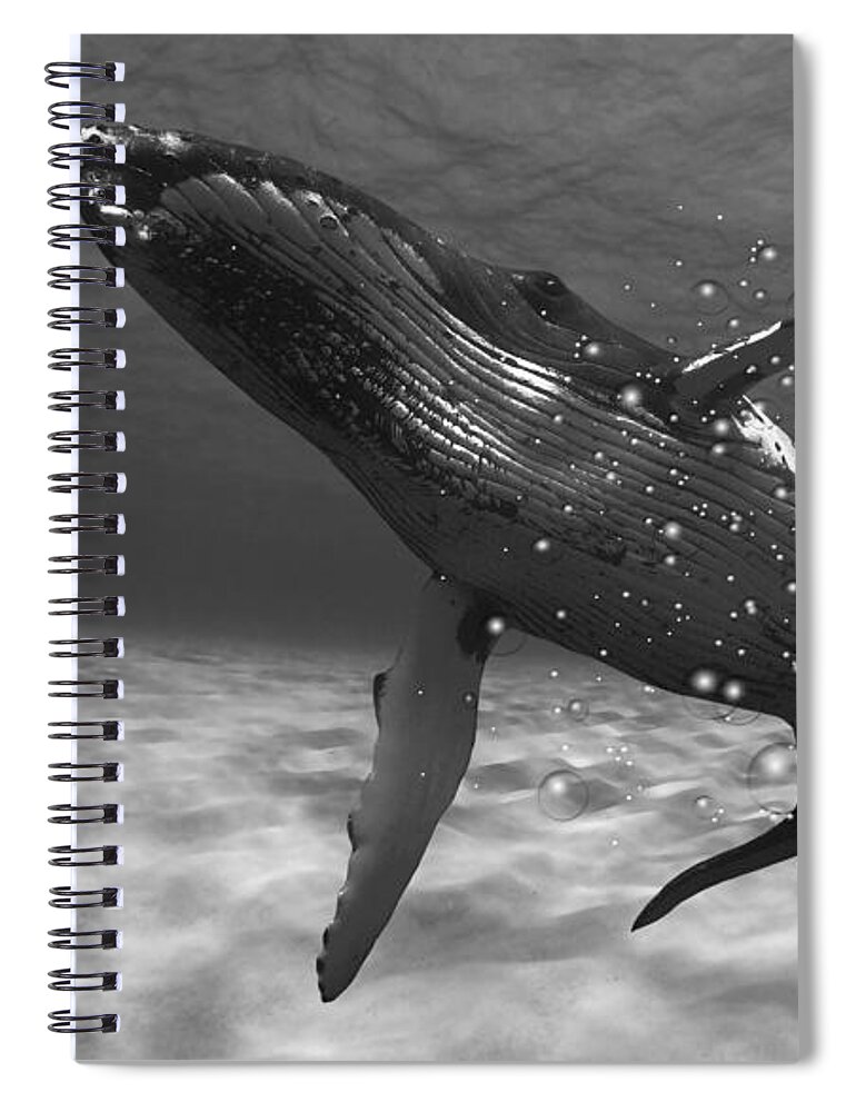 Whale Spiral Notebook featuring the mixed media Whale Magic by Marvin Blaine
