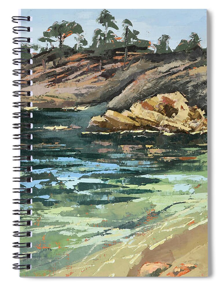 Landscape Spiral Notebook featuring the painting Whaler's Cove by PJ Kirk