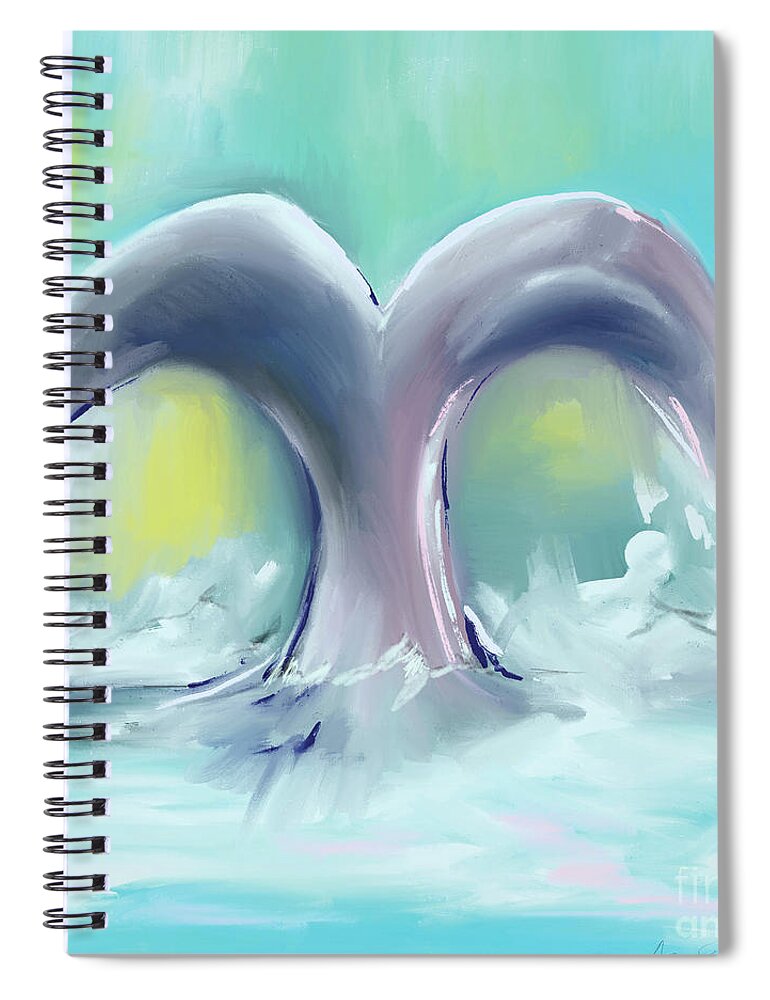 Whale Tail Spiral Notebook featuring the painting Whaley fun by Anne Seay