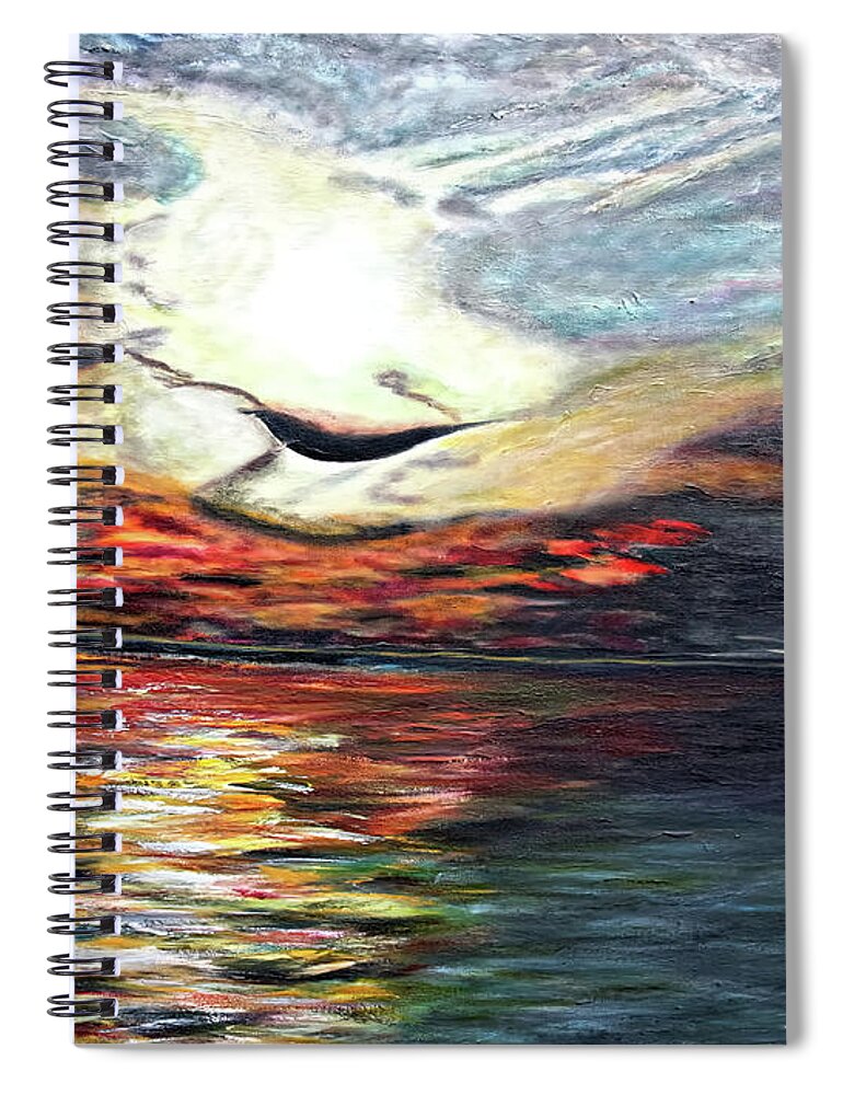 Sunset Spiral Notebook featuring the painting What Dreams may Come.. by Jolanta Anna Karolska