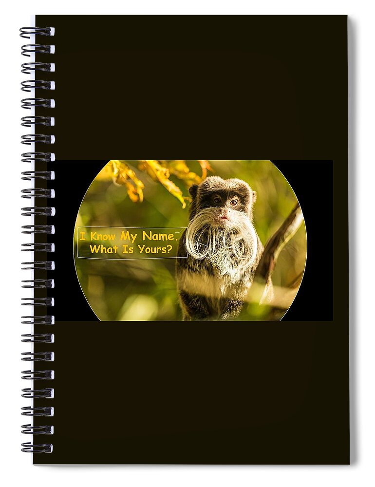 Monkey Spiral Notebook featuring the mixed media What Is Your Name by Nancy Ayanna Wyatt