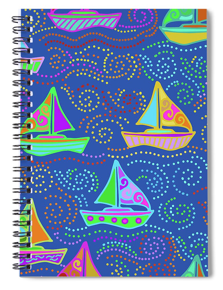 Yacht Racing Spiral Notebook featuring the digital art Whatever Floats Your Boat by Vagabond Folk Art - Virginia Vivier