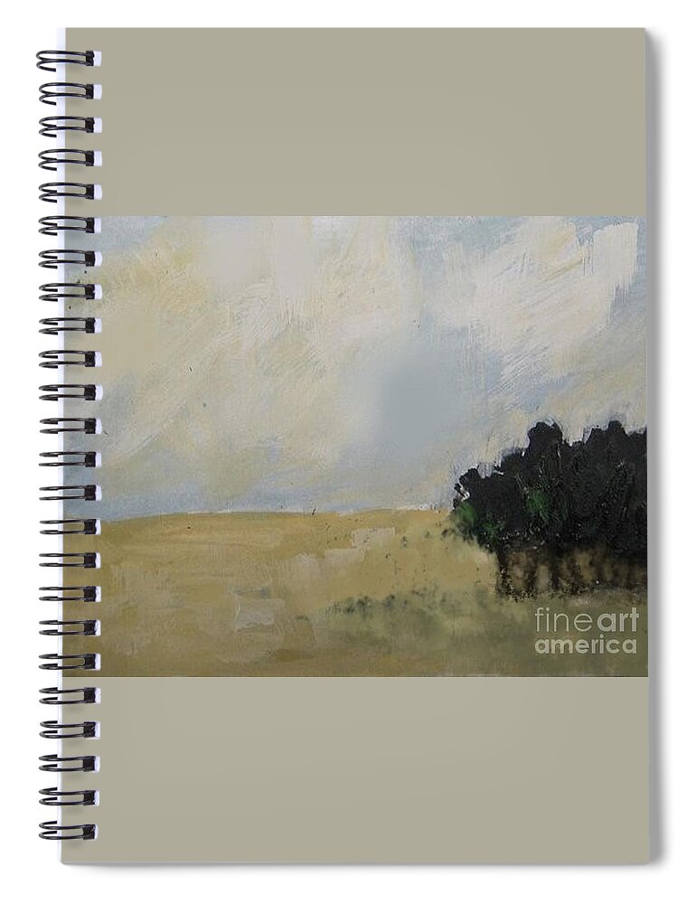Abstract Landscape Spiral Notebook featuring the mixed media Wheat field Nature by Vesna Antic