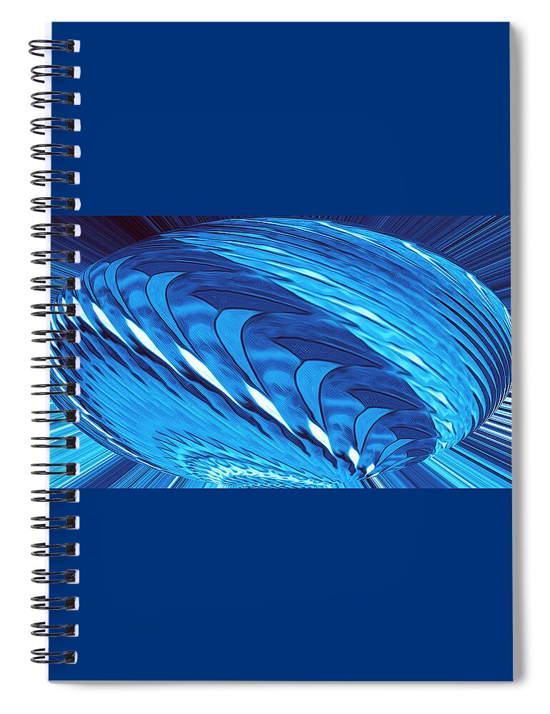 Abstract Art Spiral Notebook featuring the digital art Fractal Wheel Blue by Ronald Mills