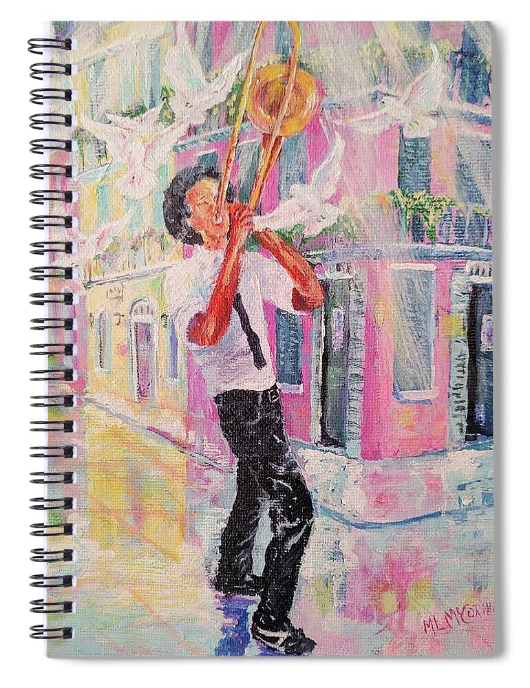 Nola Spiral Notebook featuring the painting When the Saints Go Marchin' In by ML McCormick