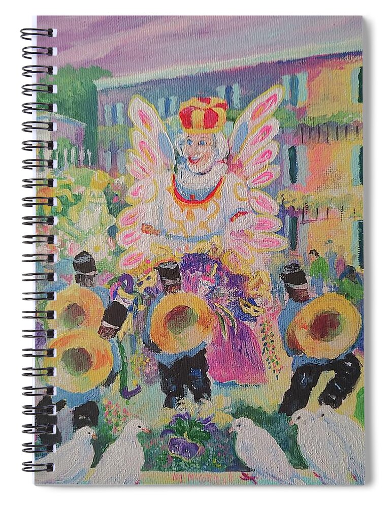 Mardi Gras Spiral Notebook featuring the painting When the Saints Go Marching In---Mardi Gras King Rex by ML McCormick