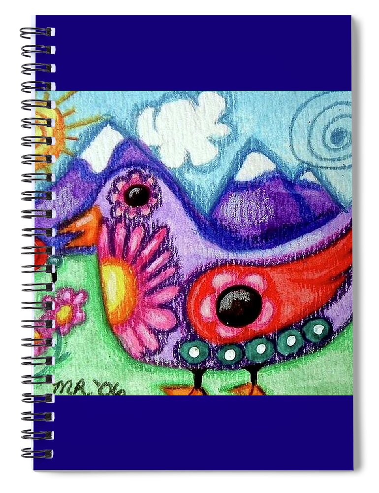 Whimsical Spiral Notebook featuring the painting Whimsical Bird by Monica Resinger