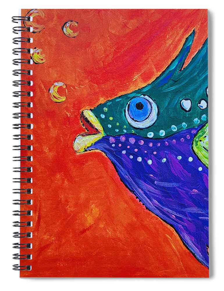Whimsical Spiral Notebook featuring the painting Whimsical Fish by Bonny Puckett