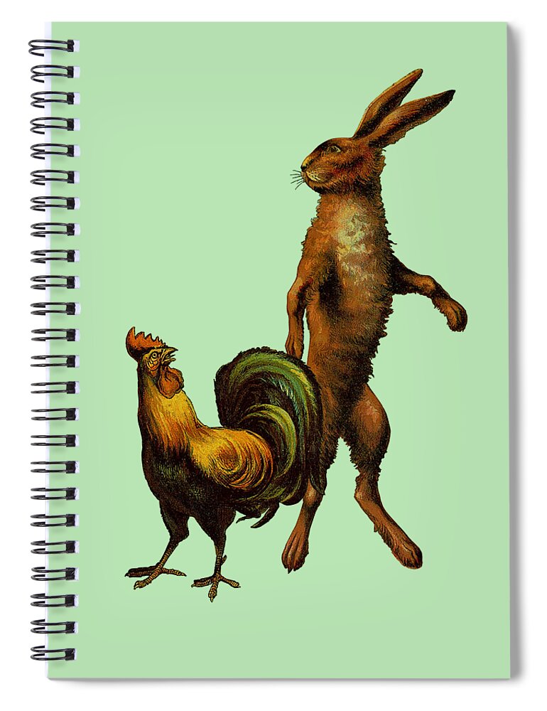Hare Spiral Notebook featuring the drawing Whimsy Animals by Madame Memento