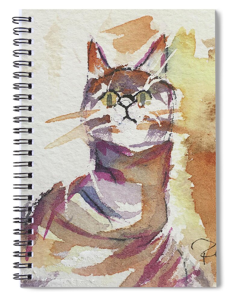 Whimsy Spiral Notebook featuring the painting Whimsy Kitty 1 by Roxy Rich
