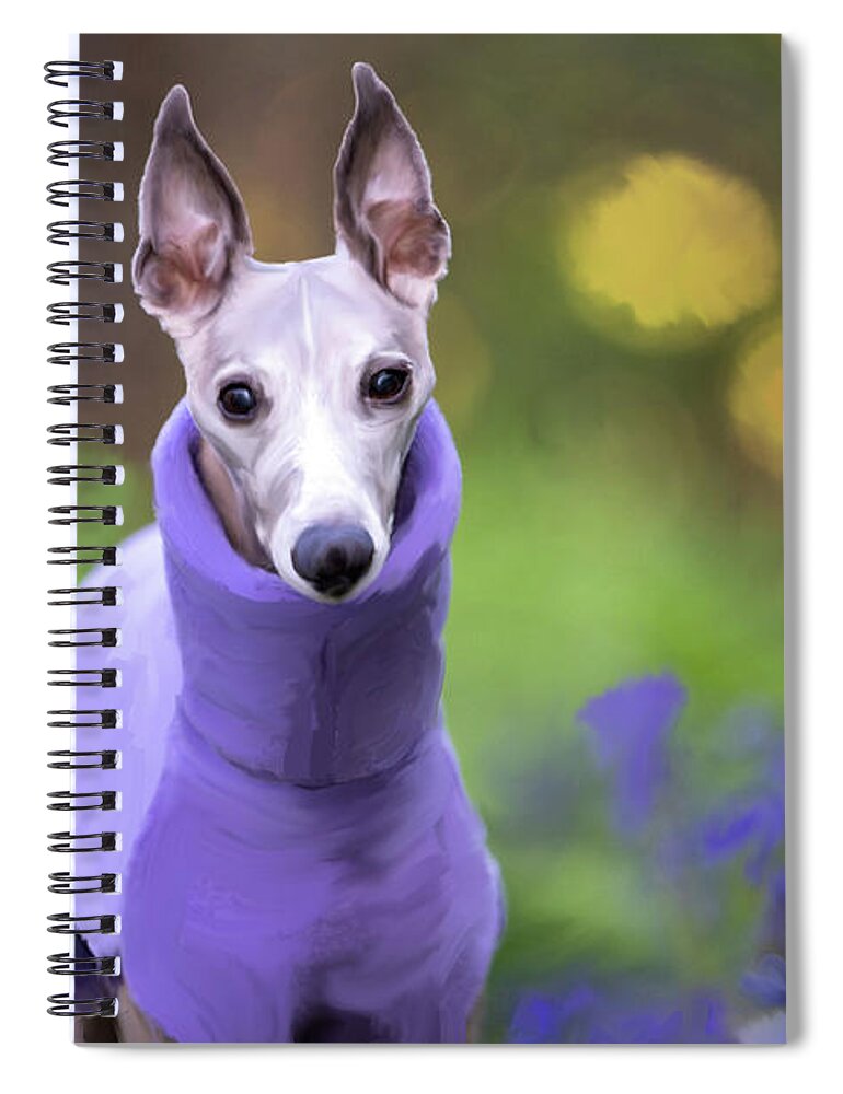 Whippet Spiral Notebook featuring the digital art Whippet by Donald Pavlica