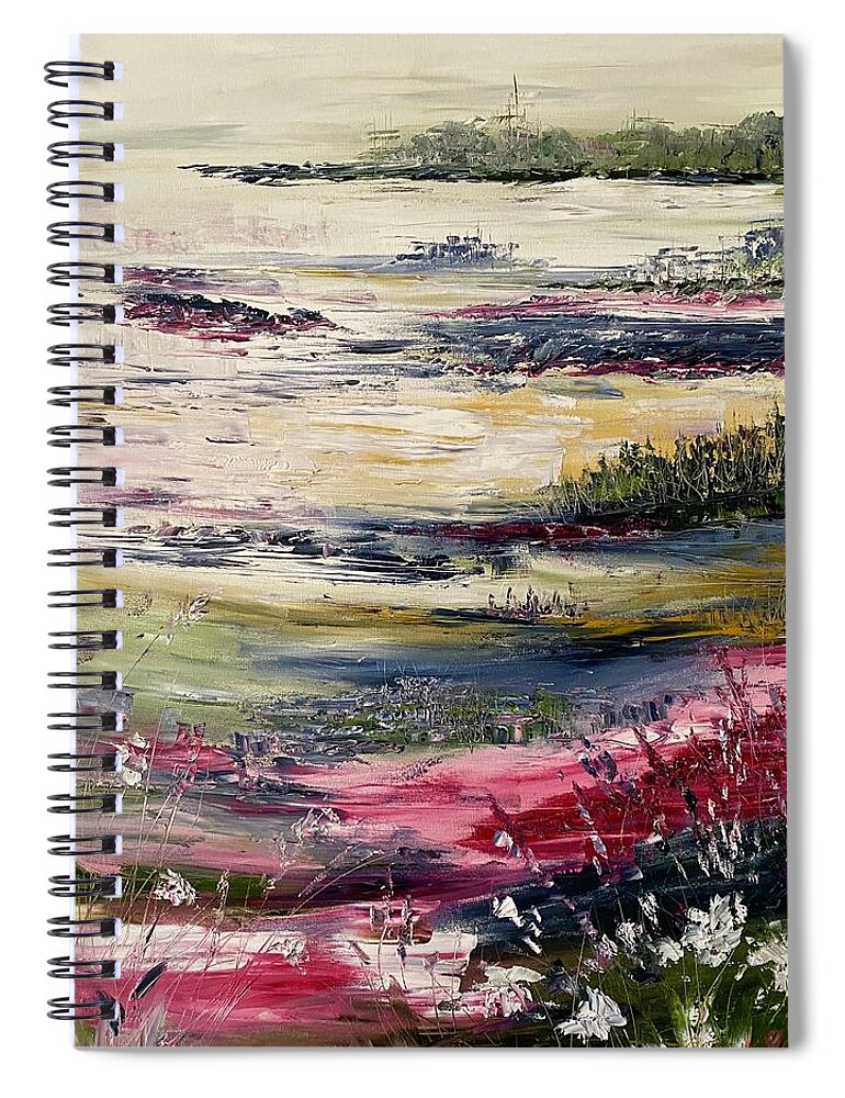 Landscape Spiral Notebook featuring the painting Whispers of Cushing Maine by Kellie Chasse