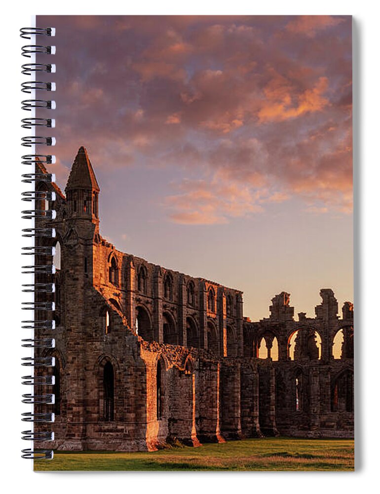 Whitby Yorkshire Spiral Notebook featuring the photograph Whitby Abbey Sunset, North Yorkshire, UK by Neale And Judith Clark
