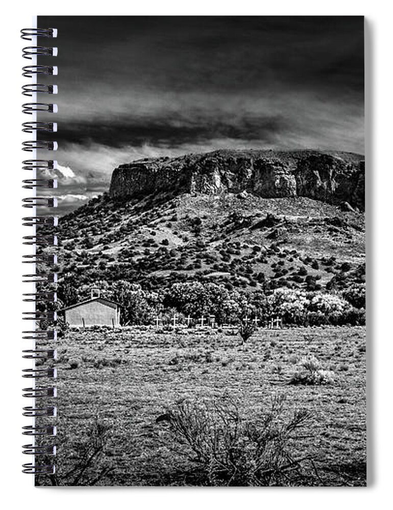 Black Mesa Spiral Notebook featuring the photograph White Crosses At Black Mesa by Mike Schaffner