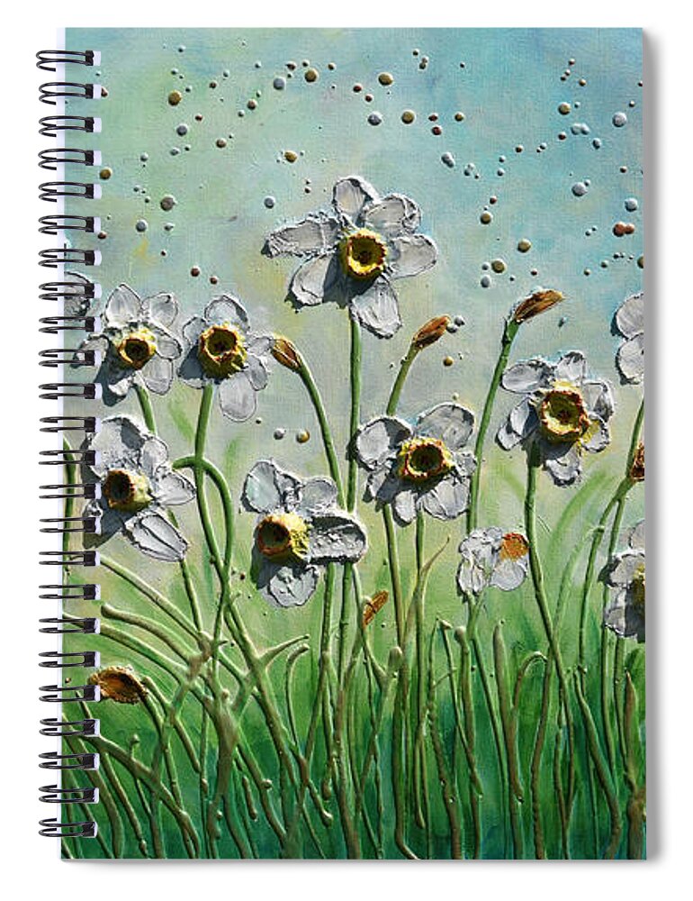 Daffodils Spiral Notebook featuring the painting White Daffodils by Amanda Dagg
