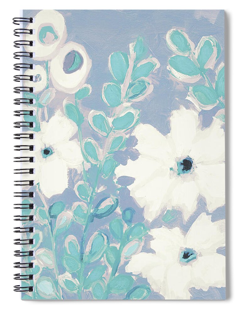 Flowers And Foliage Spiral Notebook featuring the painting White Flowers and Foliage, abstract florals, by Patricia Awapara