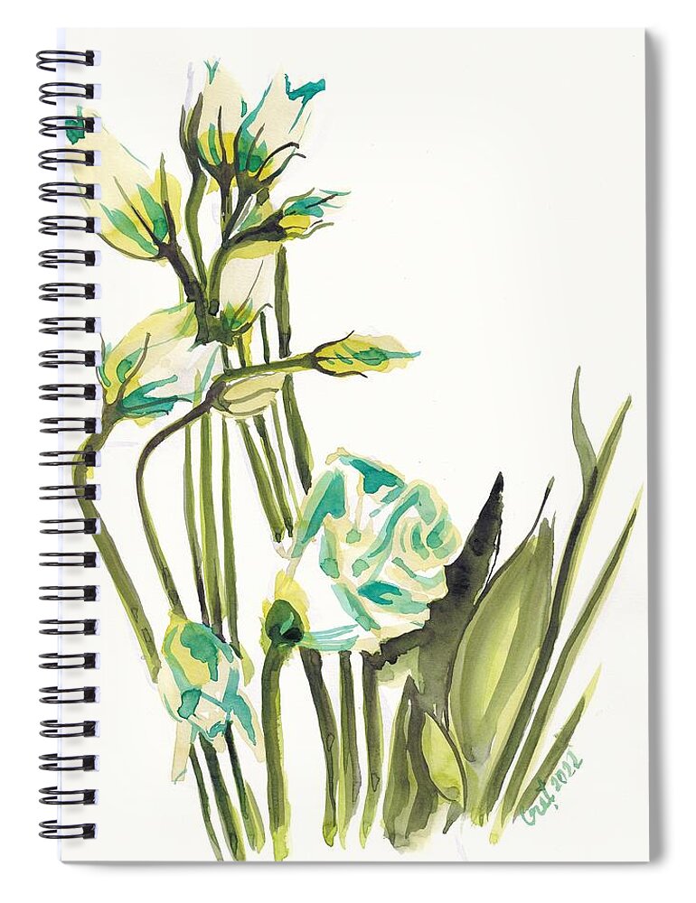 Flower Spiral Notebook featuring the painting White Flowers by George Cret