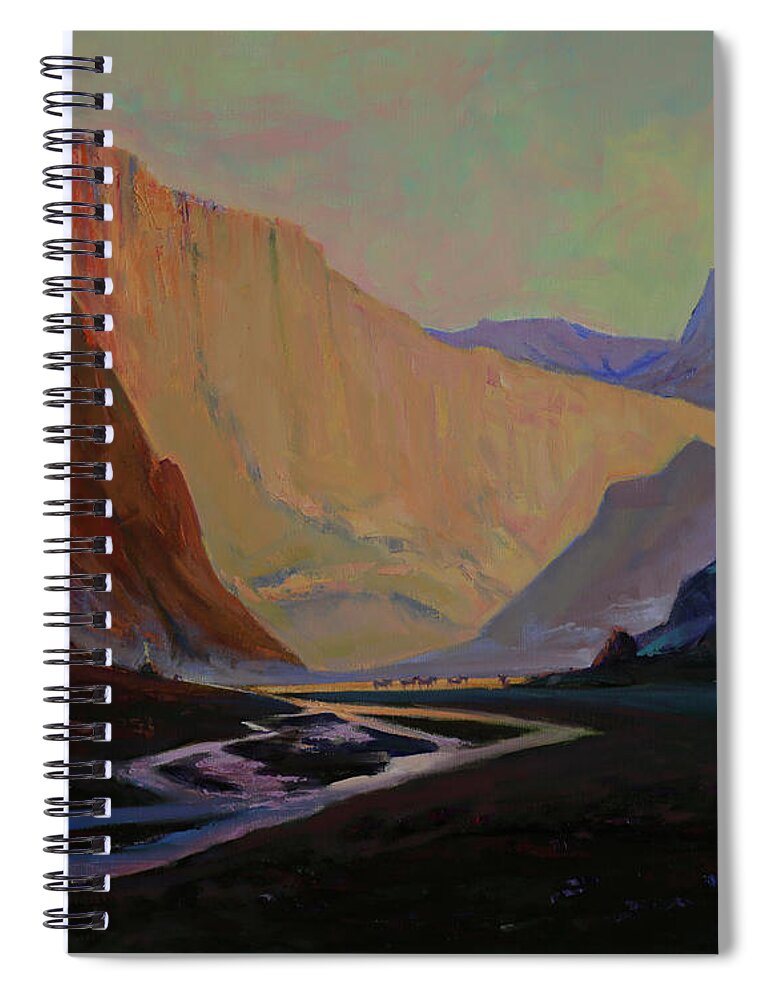 Summer Sky Spiral Notebook featuring the painting White gate by Badamjunai Tumendemberel