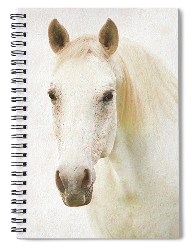 Horse Spiral Notebook featuring the digital art White Horse Head - creamy by Steve Ladner