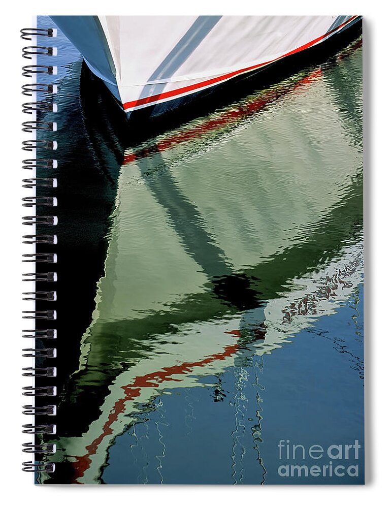  Reflect Spiral Notebook featuring the photograph White Hull on the Water by William Kuta