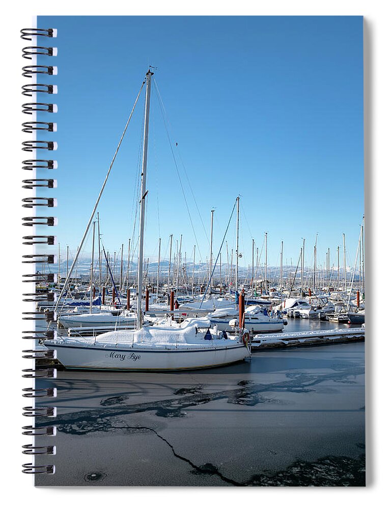 Marine Spiral Notebook featuring the photograph White marina by Canadart -