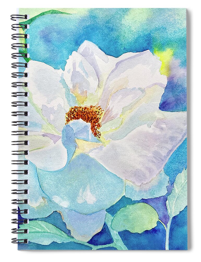 Rose Spiral Notebook featuring the painting White Rose by Deborah League