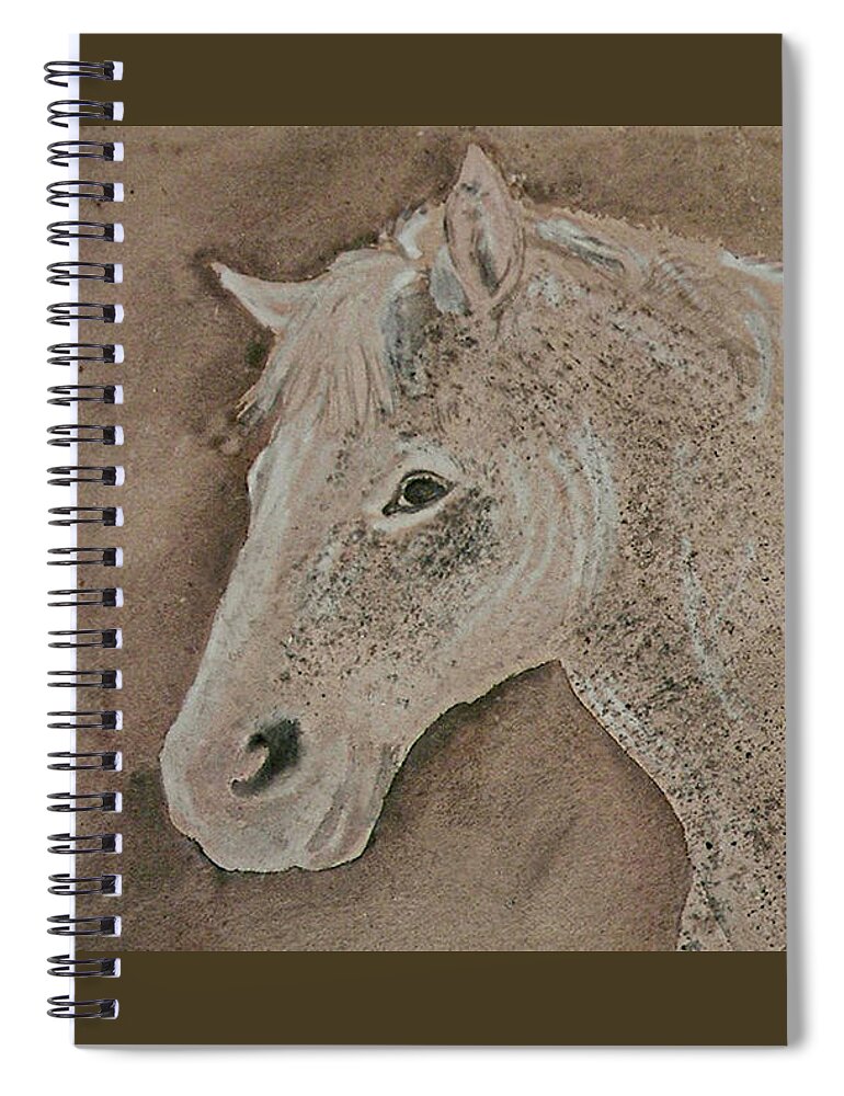 Horse Art Spiral Notebook featuring the painting White Stallion by Remy Francis