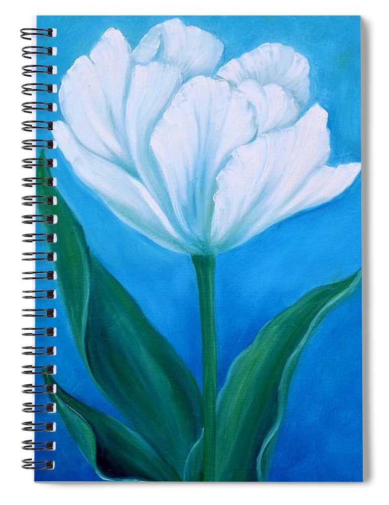 Tulip Spiral Notebook featuring the painting White Tulip by Archana Gautam