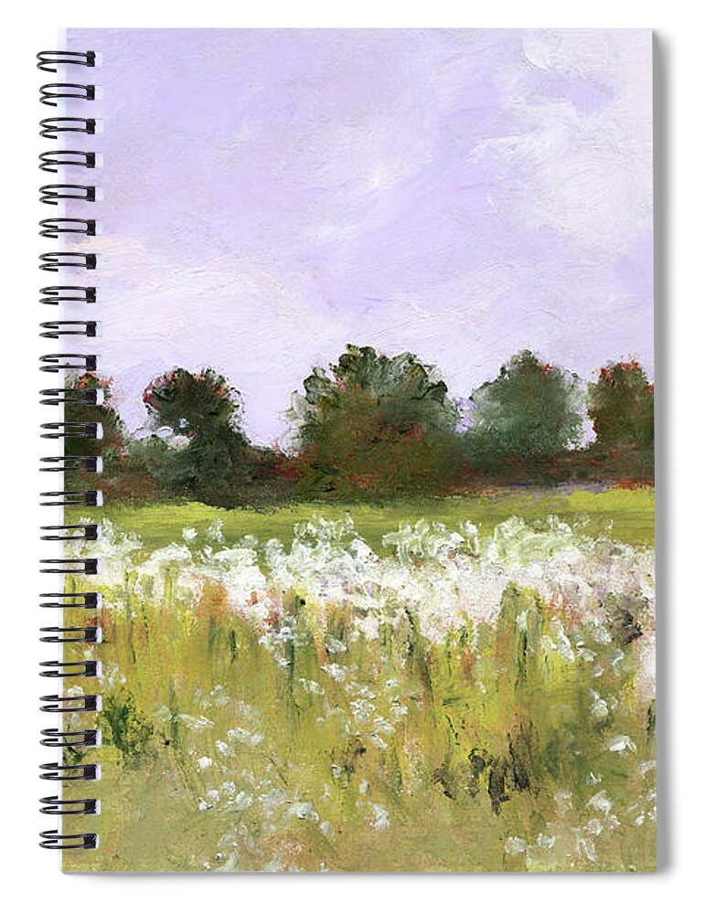 Fields Spiral Notebook featuring the painting White Wildflowers by J Reifsnyder
