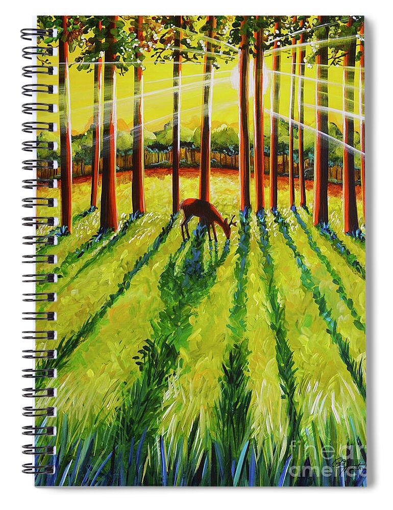 Deer Spiral Notebook featuring the painting Who Could That Be by Cindy Thornton