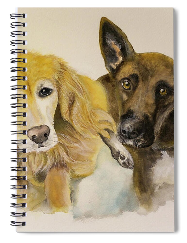 Dog Spiral Notebook featuring the painting Who Rescued Who? by Shirley Dutchkowski