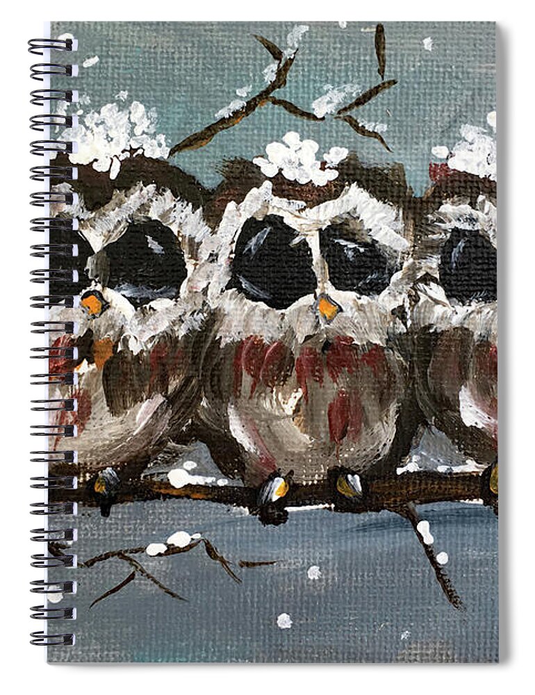Owls Spiral Notebook featuring the painting Who Us by Roxy Rich