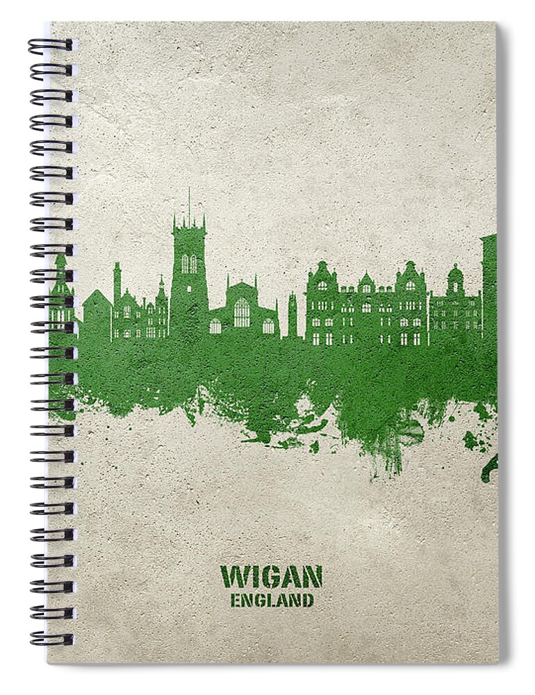 Wigan Spiral Notebook featuring the digital art Wigan England Skyline #79 by Michael Tompsett