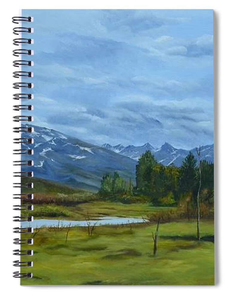 Northern Spiral Notebook featuring the painting Wild Alaska by Mary Rogers