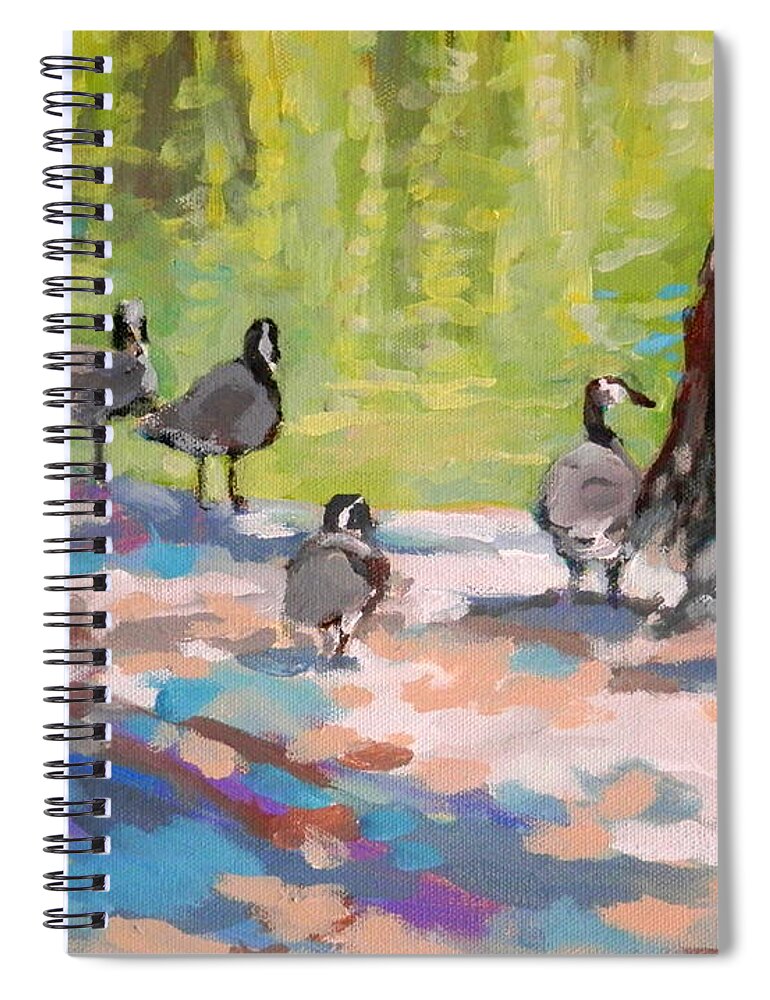 Canadian Geese Spiral Notebook featuring the painting Wild Geese Indian Springs by Martha Tisdale