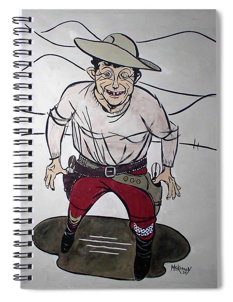 Western Spiral Notebook featuring the drawing Wild Gun by Phil Mckenney