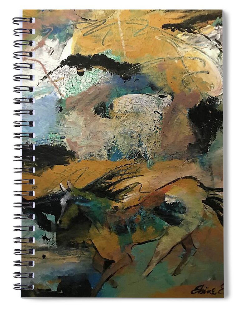 Wild Mustang Spiral Notebook featuring the painting Wild majesty by Elaine Elliott
