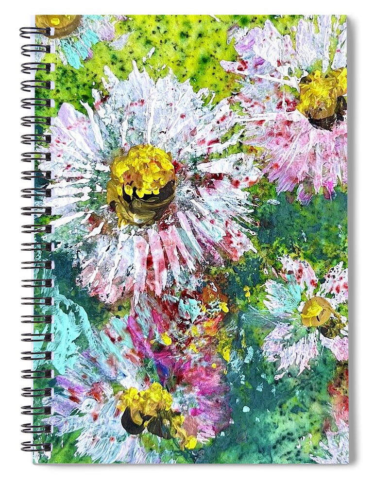 Fleabane Spiral Notebook featuring the painting Wild Thing - Fleabane by Cheryl Prather