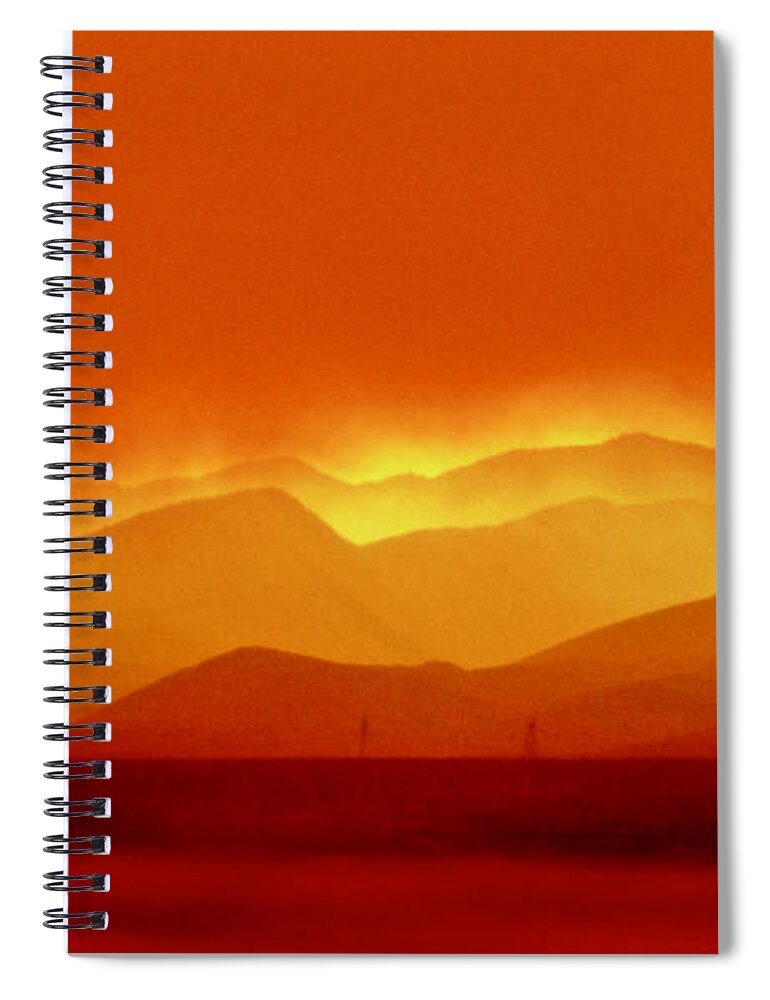 Abstraction Spiral Notebook featuring the photograph Wildfire Skyline From Passing Car by Amelia Racca
