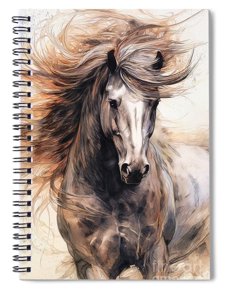Horse Spiral Notebook featuring the painting Wildfire by Tina LeCour