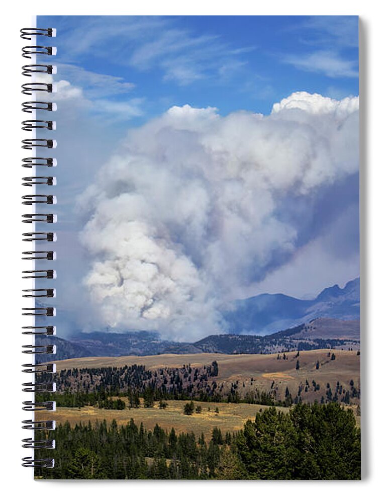 Wildfires In Yellowstone Spiral Notebook featuring the photograph Wildfires in Yellowstone by Carolyn Derstine