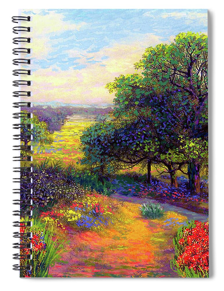 Landscape Spiral Notebook featuring the painting Wildflower Meadows of Color and Joy by Jane Small