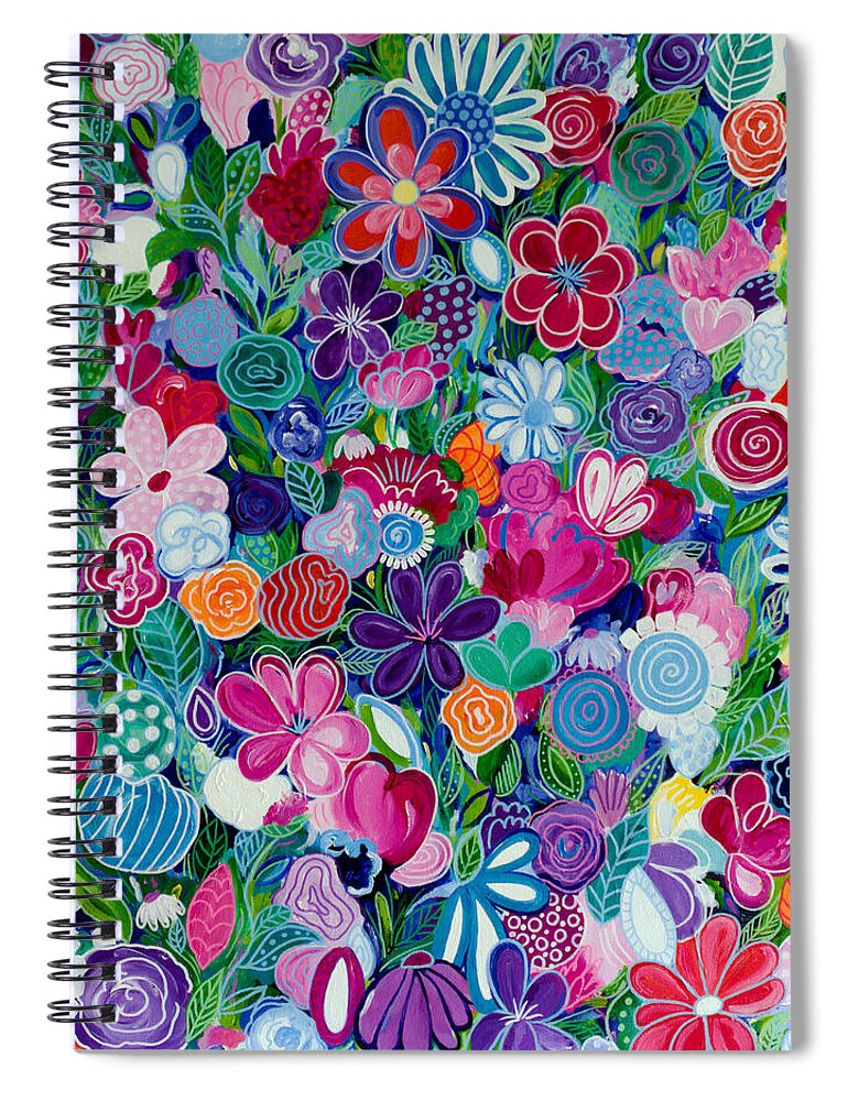 Abstract Floral Spiral Notebook featuring the painting Wildflowers by Beth Ann Scott