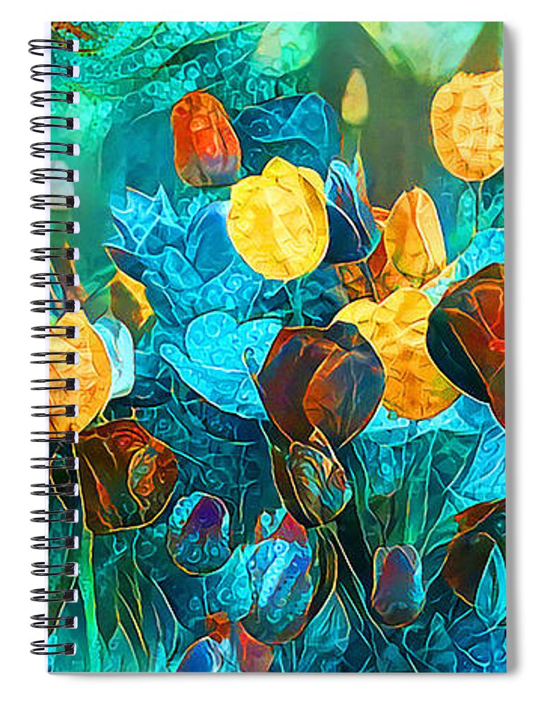 Wingsdomain Spiral Notebook featuring the photograph Wildflowers Tulips in Contemporary Vibrant Color Motif 20200506v13 long by Wingsdomain Art and Photography