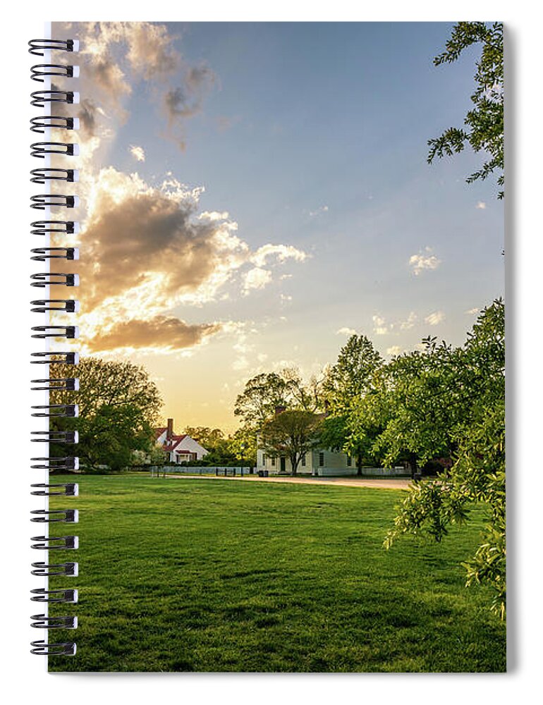 Colonial Williamsburg Spiral Notebook featuring the photograph Williamsburg Sunset Field by Rachel Morrison
