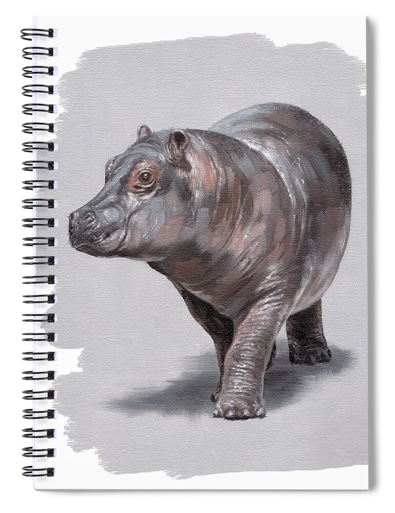 Hippo Spiral Notebook featuring the painting Wilma by Rachel Stribbling