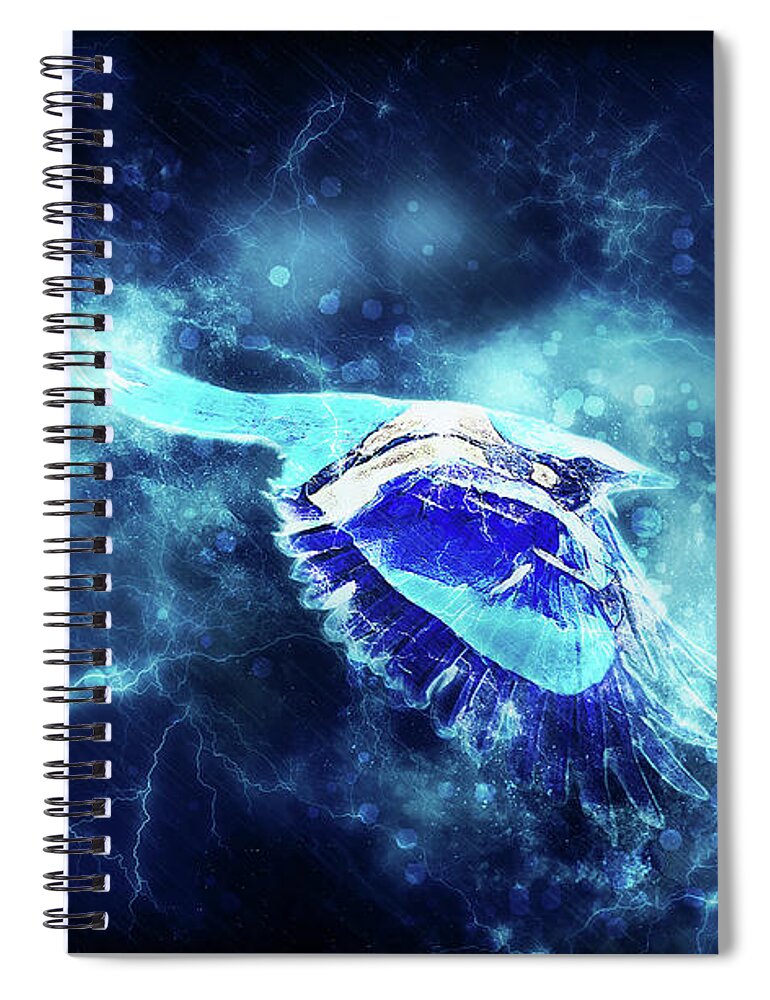 Bird Spiral Notebook featuring the digital art Wind and Feather by Kenneth Armand Johnson