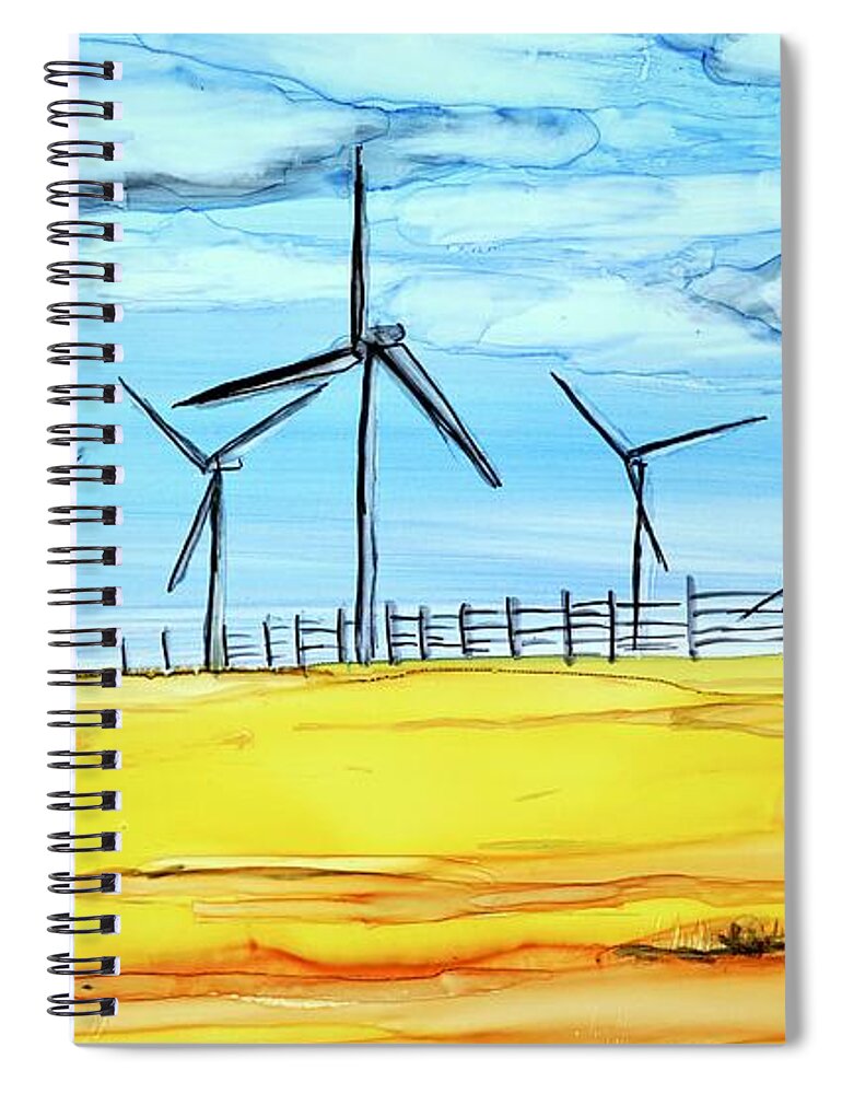 Wind Farm Spiral Notebook featuring the painting Wind Farm Horizontal by Patty Donoghue