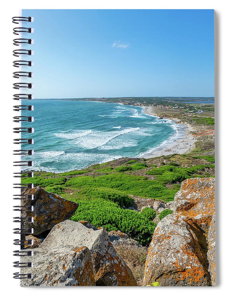 Beach Spiral Notebook featuring the photograph Wind-Kissed Waves at Spiaggia di San Giovanni di Sinis by Benoit Bruchez